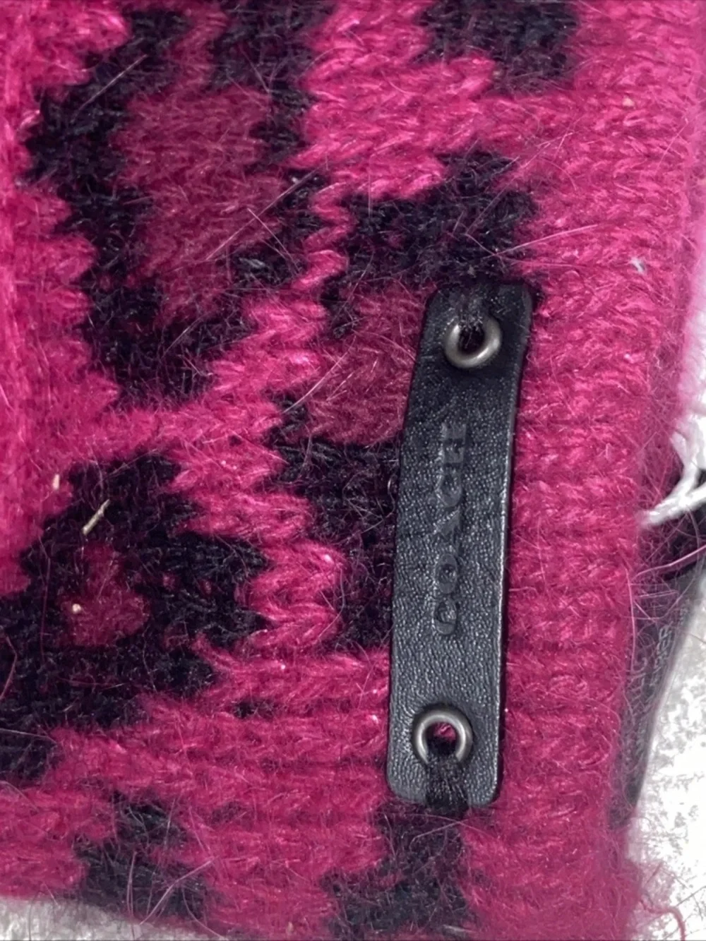Coach Angora Rabbit Fur Ocelot Touch Gloves NWT